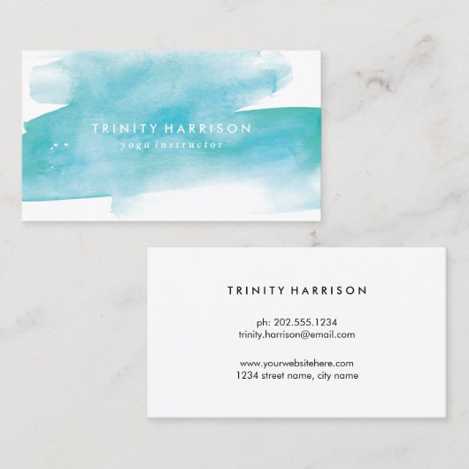 Modern Blue Waterverf Visitekaartje (Voorkant / Achterkant)