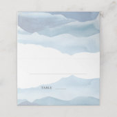 Modern Blue Waterverf Wedding Plaatskaartje (Buitenkant ongevouwen)