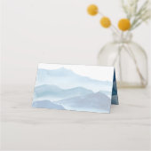 Modern Blue Waterverf Wedding Plaatskaartje (Achterkant)