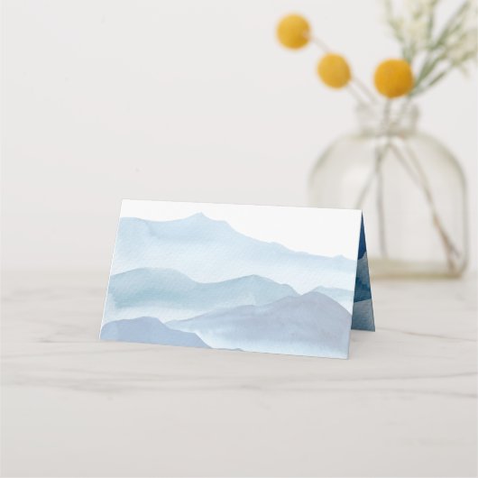 Modern Blue Waterverf Wedding Plaatskaartje (Achterkant)