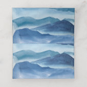 Modern Blue Waterverf Wedding Plaatskaartje (Binnenkant ongevouwen)