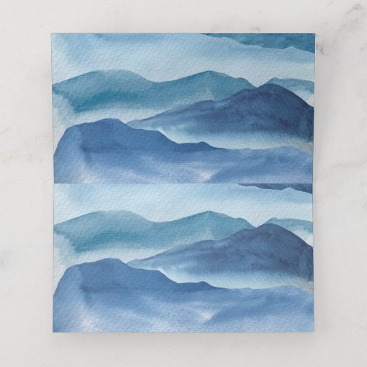 Modern Blue Waterverf Wedding Plaatskaartje (Binnenkant ongevouwen)