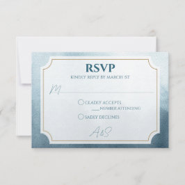 Modern Blue Waterverf Wedding RSVP Kaartje