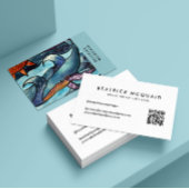 Modern Blue Waterverf Whale Visitekaartje