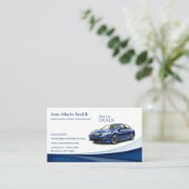 Modern Blue Wave Car Sales Commercial  Visitekaartje (Staand voorkant)
