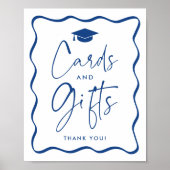 Modern Blue Wavy Afstuderen Kaarten en geschenken Poster (Voorkant)