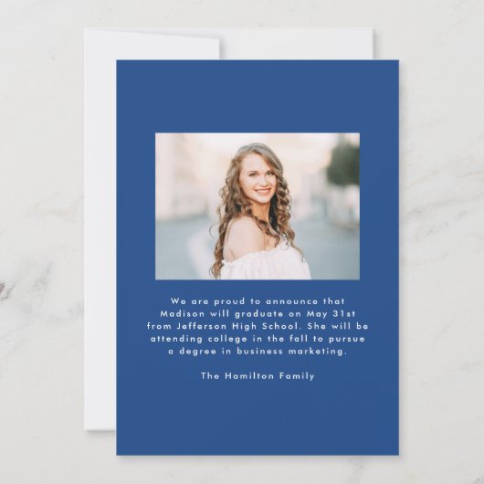 Modern Blue Wavy Lijst 2 Foto Afstuderen Aankondiging (Achterkant)
