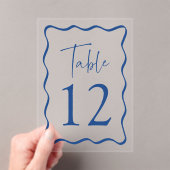 Modern Blue Wavy Lijst Acryl Tafelnummers (Insitu (Draagbaar))