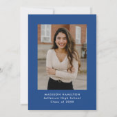 Modern Blue Wavy Lijst Afstudeerfeest Kaart (Achterkant)