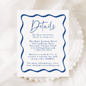 Modern Blue Wavy Lijst bruiloft details Informatiekaartje