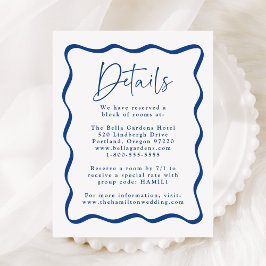Modern Blue Wavy Lijst bruiloft details Informatiekaartje
