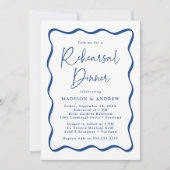 Modern Blue Wavy Lijst bruiloft repetitie diner Kaart (Voorkant)