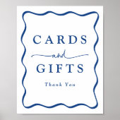 Modern Blue Wavy Lijst Kaarten en geschenken Poster (Voorkant)