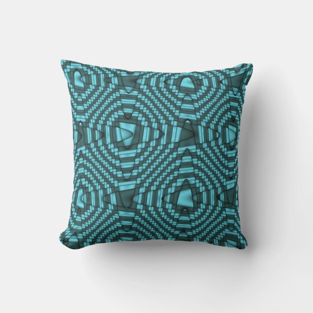 Modern Blue Weave Zig Zag Pattern Pillow Kussen (Voorkant)
