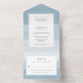 Modern Blue Wedding All In One Uitnodiging (Binnen)