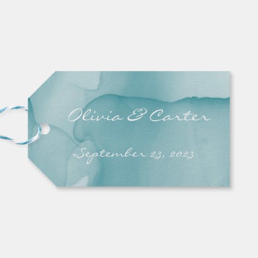 Modern Blue Wedding Bedankt Cadeaulabel (Achterkant Horizontaal)