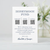 Modern Blue Wedding Honeymoon Fund Informatiekaartje (Staand voorkant)