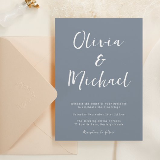 Modern Blue Wedding Kaart