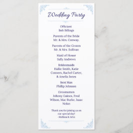 Modern Blue Wedding Program French Country Programmakaart