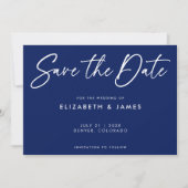 Modern Blue Wedding Save the Date Invitation Kaart (Voorkant)
