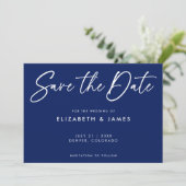 Modern Blue Wedding Save the Date Invitation Kaart (Staand voorkant)