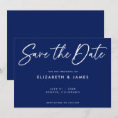 Modern Blue Wedding Save the Date Invitation Kaart (Voorkant / Achterkant)