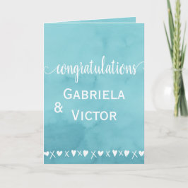 Modern Blue Wedding Verloving gefeliciteerd Kaart