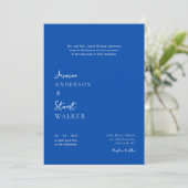 Modern Blue Wedding Website QR Code Invitation Kaart (Staand voorkant)