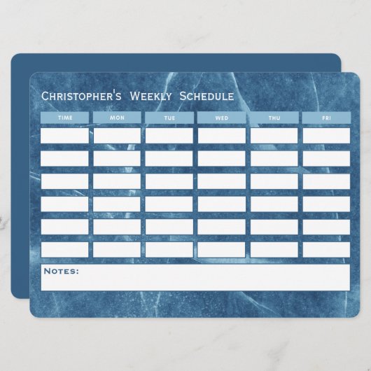 Modern Blue Weekly Planning School Tijdschema (Voorkant / Achterkant)