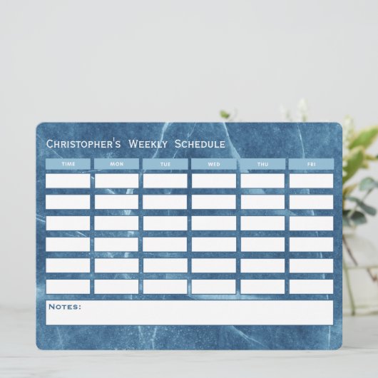 Modern Blue Weekly Planning School Tijdschema (Staand voorkant)
