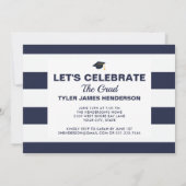 Modern Blue White Afstuderen Photo Party nodigt ui Kaart (Achterkant)