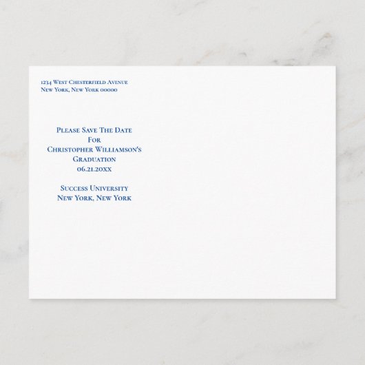 Modern Blue White bewaart de vervolgkeuzelijst Dat Aankondigingskaart (Achterkant)