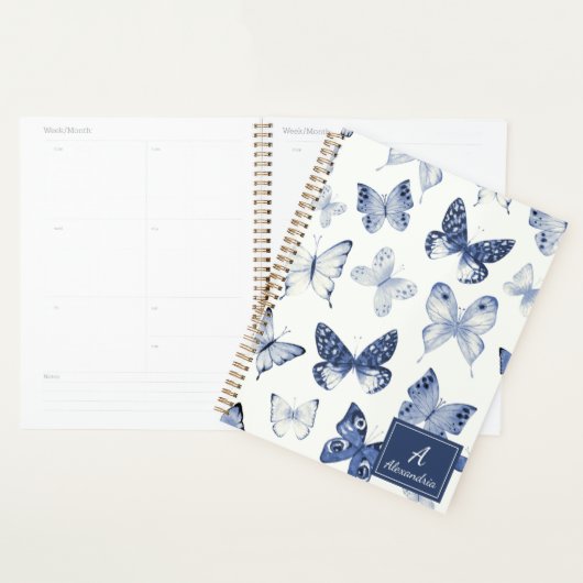 Modern Blue & White Butterfly  Planner (Display)