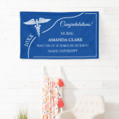 Modern Blue & White Caduceus Nurse Afstuderen Spandoek (Insitu)
