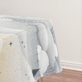 Modern Blue White Christmas Trees Snowbanks Tafelkleed (Voorbeeld)