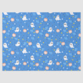 Modern Blue White Cute Halloween Boo Ghost Tissuepapier (Voorkant)