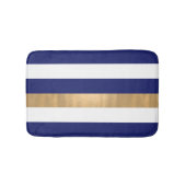 Modern Blue White en Gold Striped Bath Mat (Voorkant)
