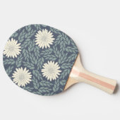 Modern Blue White Floral Leaves Pattern Tafeltennisbatje (Zijkant)