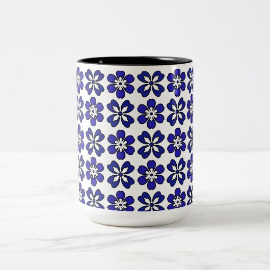 Modern Blue & White Flowers Mok (Center)