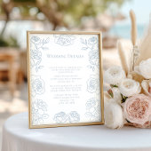 Modern Blue & White French Roses Wedding Details