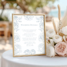 Modern Blue & White French Roses Wedding Details