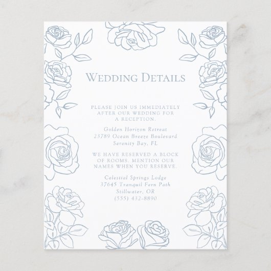 Modern Blue & White French Roses Wedding Details (Voorkant)