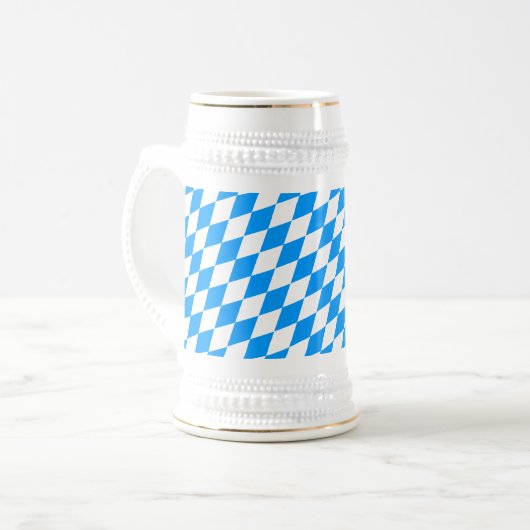 Modern Blue White Fresh Bavaria Pattern Bierpul (Voorkant links)