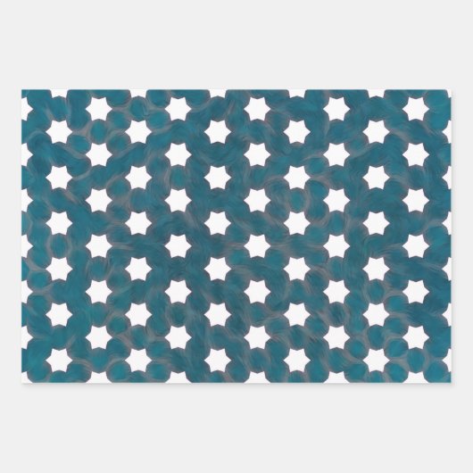 Modern Blue White Geometric Inpakpapier Vel (Voorkant)