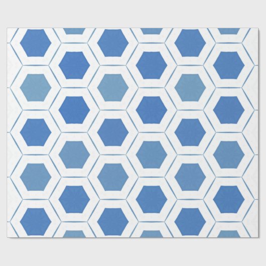 Modern Blue White Geometric Pattern Cadeaupapier (Vlak)