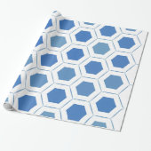 Modern Blue White Geometric Pattern Cadeaupapier (Uitgerold)