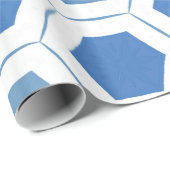 Modern Blue White Geometric Pattern Cadeaupapier (Rol Hoek)