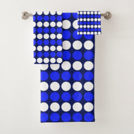 Modern Blue White gestreepte strepen op Navy Blue Bad Handdoek