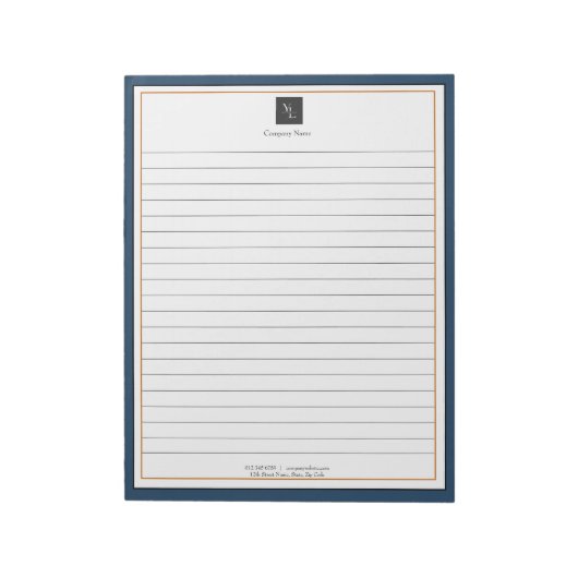 Modern Blue White Gold met zakelijke Logo Notitieblok (Linkerzijde)