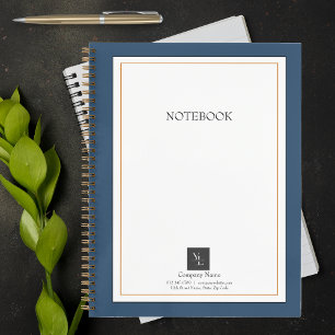 Modern Blue White Gold met zakelijke Logo Notitieboek